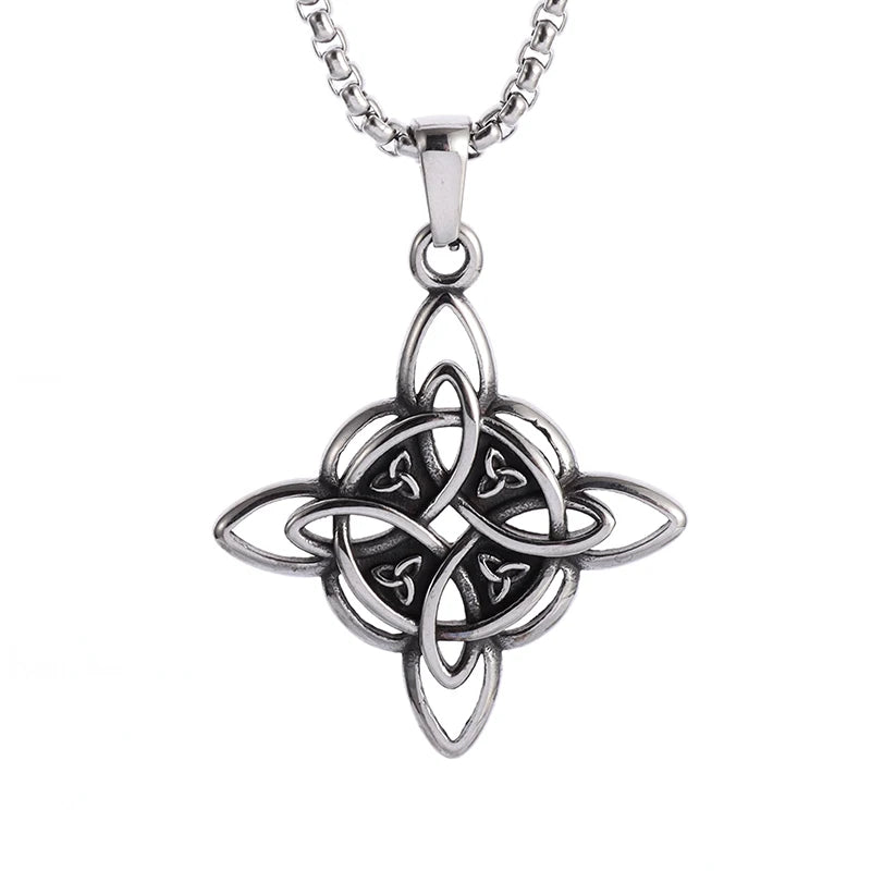 Nordic Rune Compass Necklace — Stainless Steel
