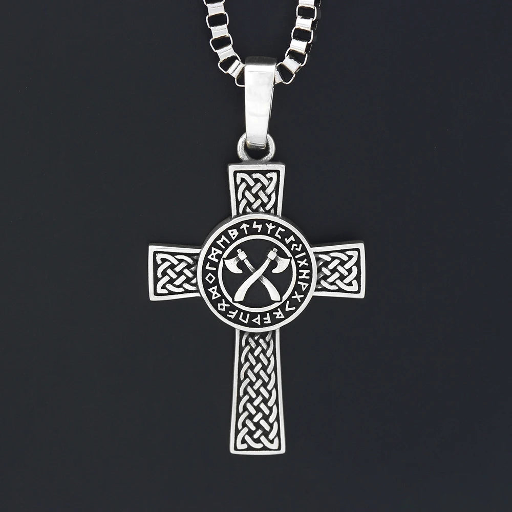 Viking Cross Pendant — Stainless Steel