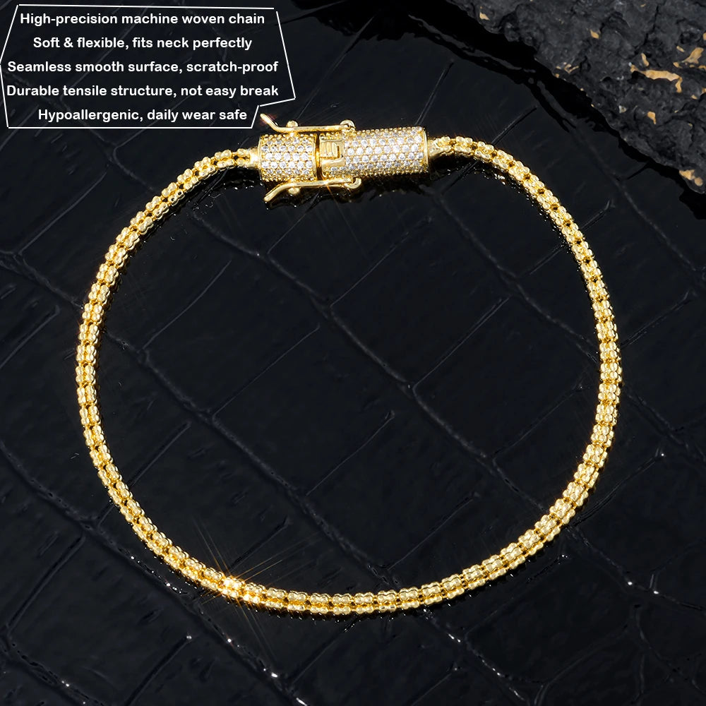 Iced Out Diamond Clasp Chain Necklace 2.4MM