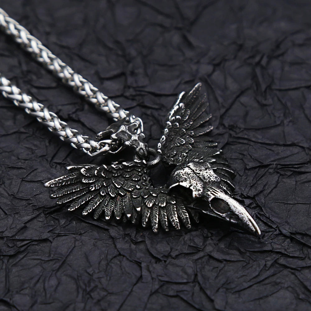 Crow Skull Pendant Necklace — Stainless Steel