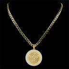 SAINT MICHAEL PROTECT US Archangel Men Crystal Necklace Stainless Steel Gold Color Catholic Religious Necklaces Jewelry
