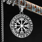 Viking Compass Stainless Steel Pendant Necklace