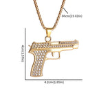 Iced Out Gun Pendant Necklace