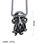 Punk Hip Hop Cthulhu Octopus Pendant Necklace Stainless Steel Men Fashion Street Rock Octopus Animal Necklace Chain