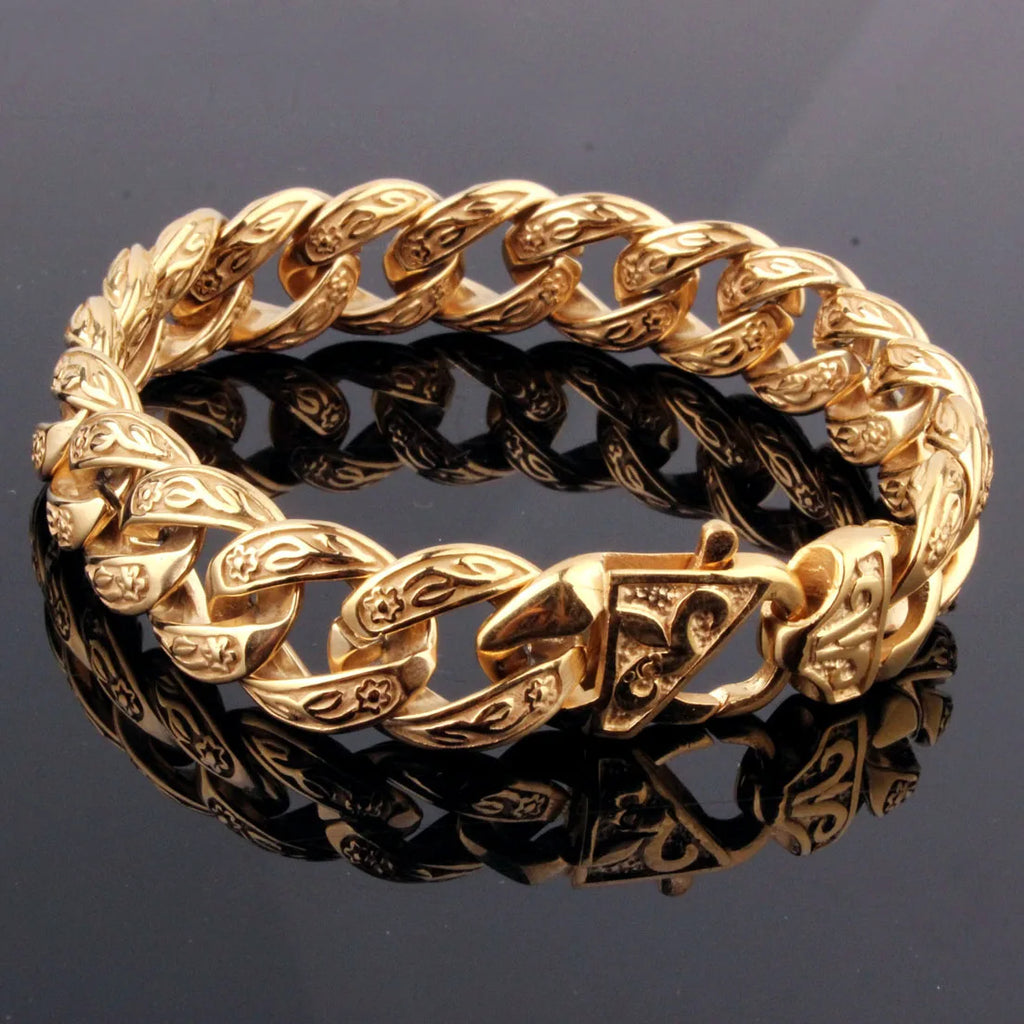 Gold Cuban Link Chain Bracelet 15mm — Gold