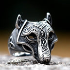 New Viking Githic Style Stainless Steel Ring Men Nordic Trinity wolf head Wedding Rings Jewelry Boyfriend Gift free shipping