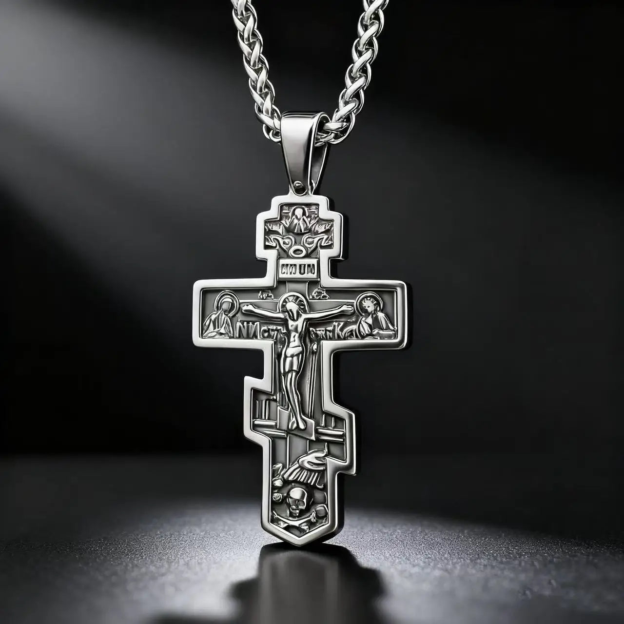 Cross Jesus Steel Pendant 316L Vintage Orthodox