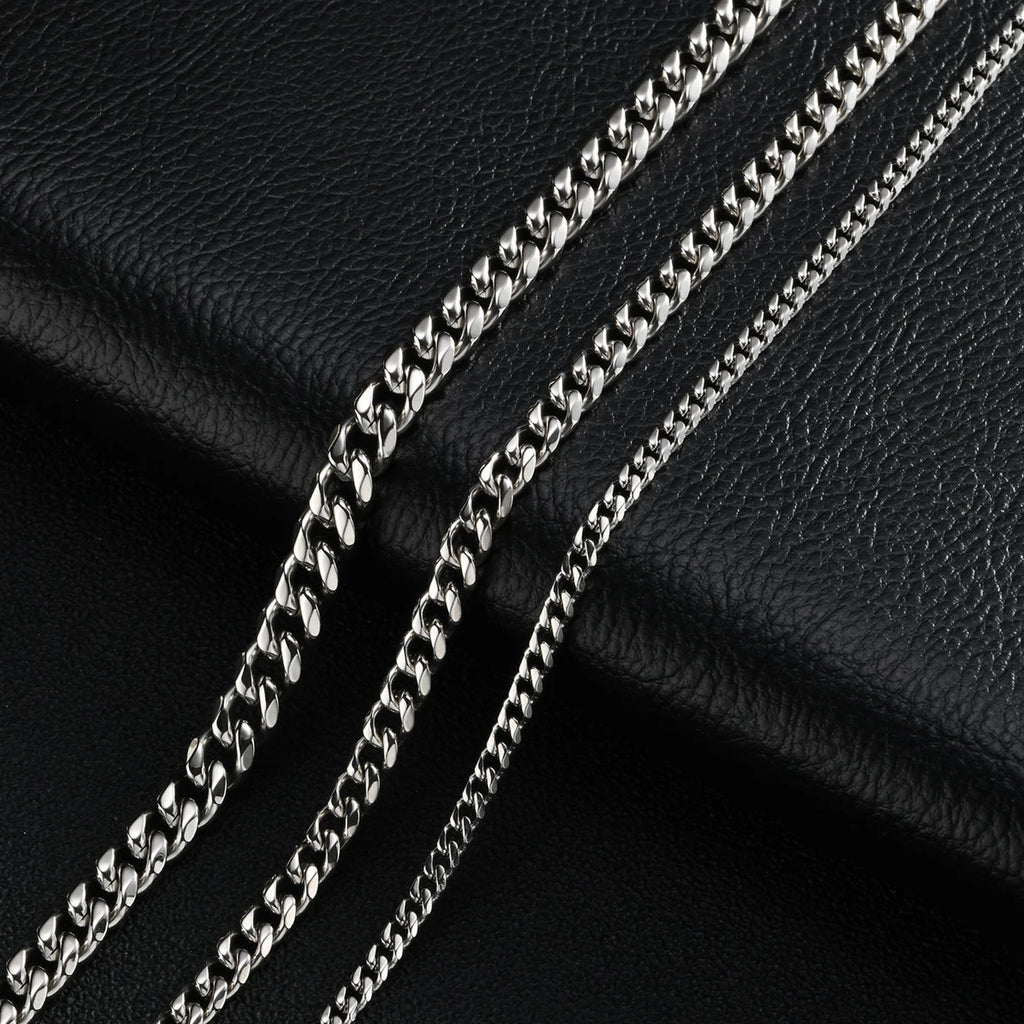 Vintage Cuban Chain Necklace for Men Women,3/5/7mm Stainless Steel Curb Link Chain Chokers,Casual Basic Punk Jewelry