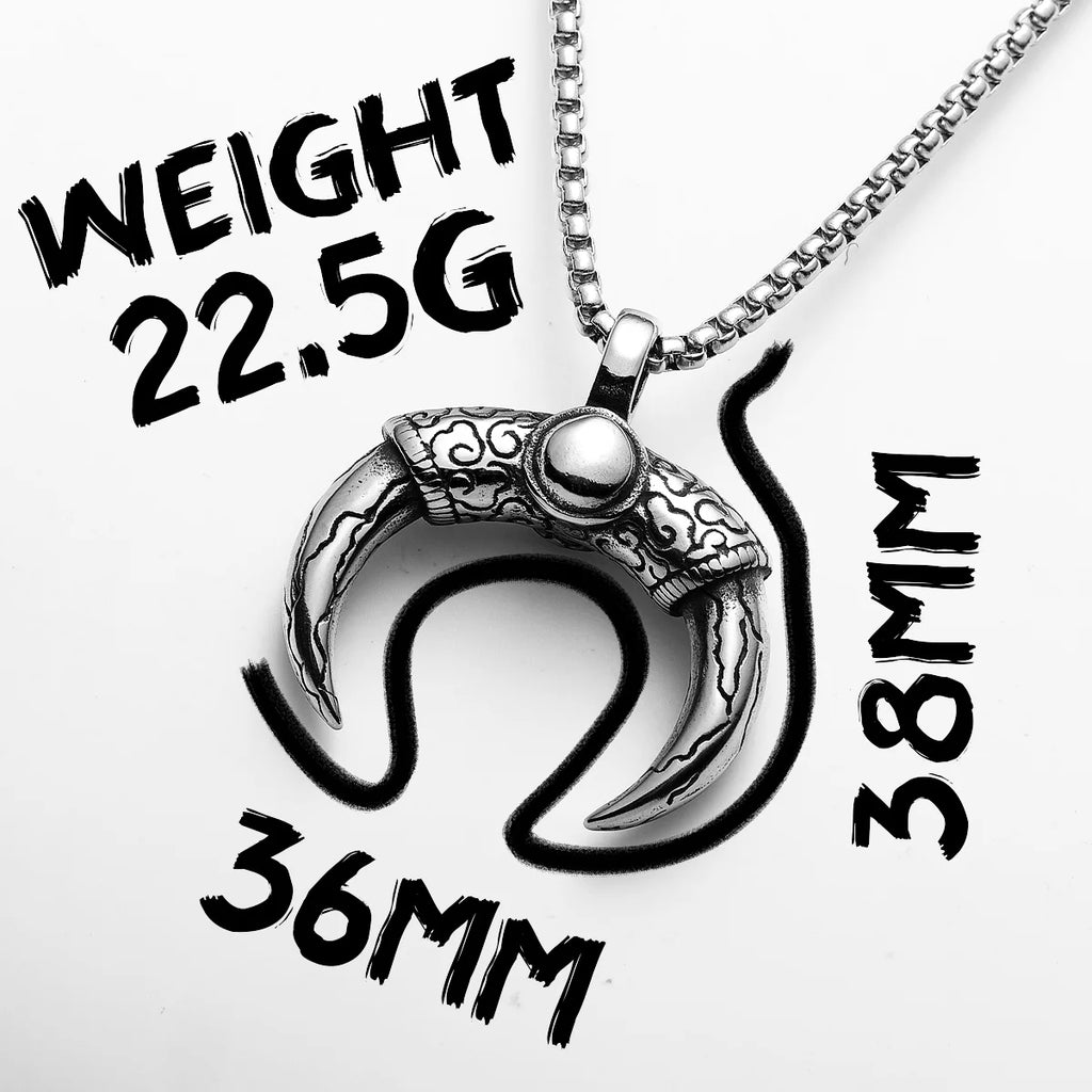 Ox Horn Pendant Necklace — Stainless Steel