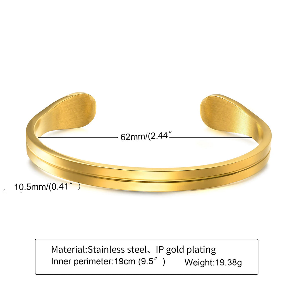 Minimal Thin Cuff Bangle Bracelet — Stainless Steel