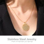Flower of Life Sacred Geometry Necklace Stainless Steel Mandala Neck Chain Women Men Vintage Universal Spiritual Jewelry