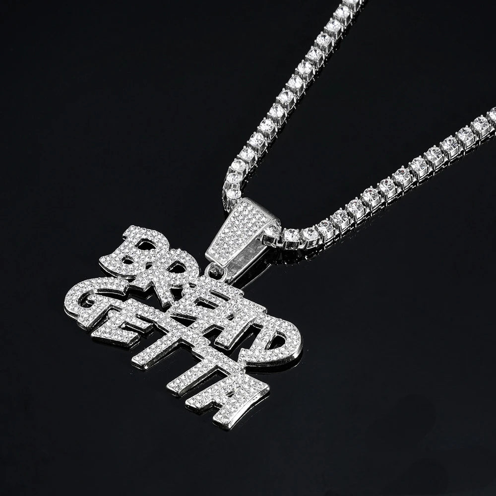 Cuban Chain Letter Pendant Necklace — Zinc Alloy