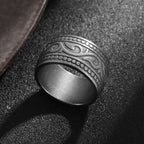 13mm Wide North Austrian Pirate Witch Celtic Knot 316L Stainless Steel Men's Ring Retro Carved Pattern Party Punk Accessory