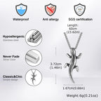 Unique Gecko Lizard Pendant Necklace for Men Male, Stainless Steel Hip Hop Animal Necklace, Fashion Jewelry Creativity Gift