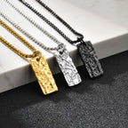 Vnox Wrinkle Geometric Necklace for Men, Stainless Steel Rectangular Pendant Box Chain Necklaces, Punk Jewelry Halloween Gifts