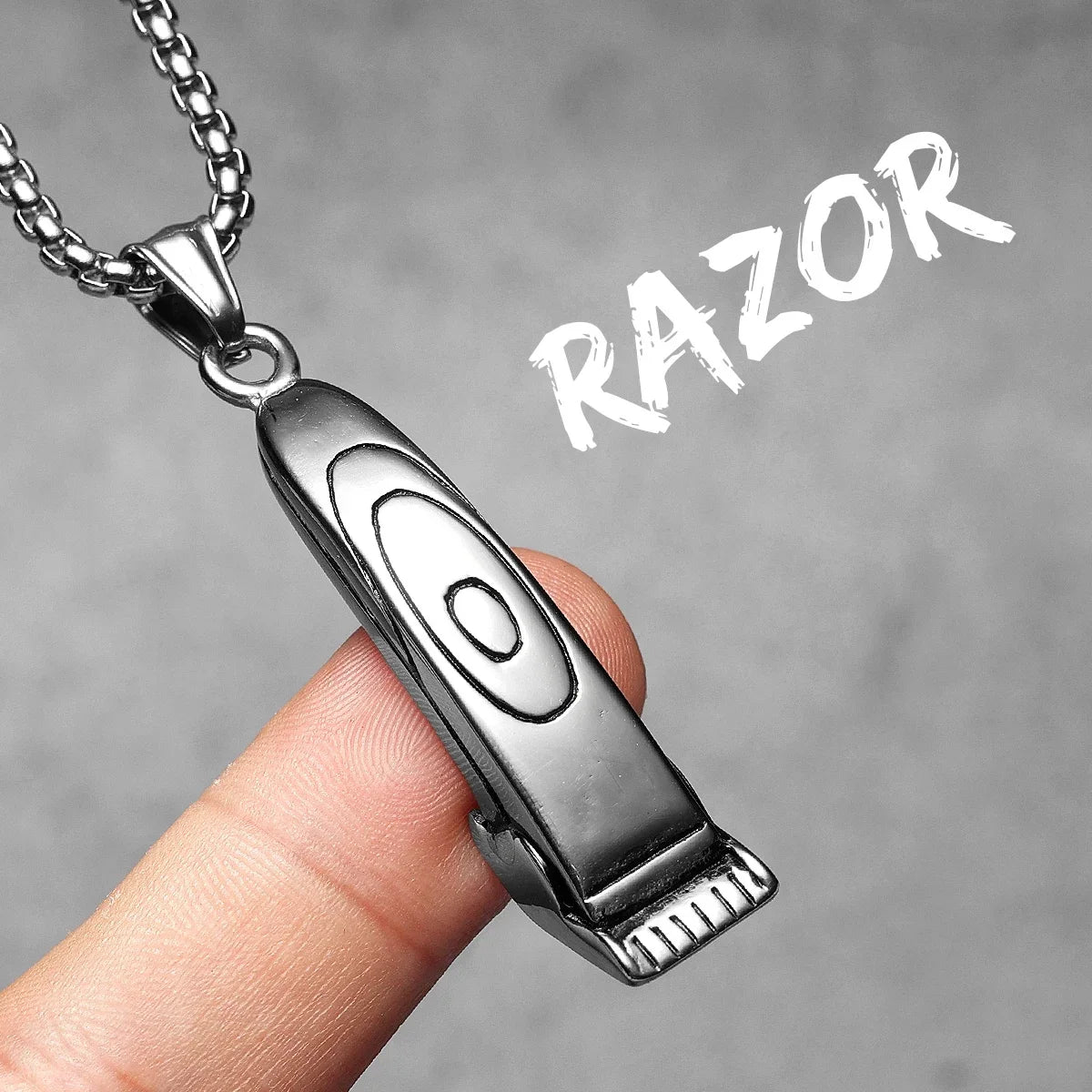 Barber Tools Pendant Necklace — Stainless Steel