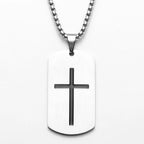 Cross Bible Tag Pendant — Stainless Steel