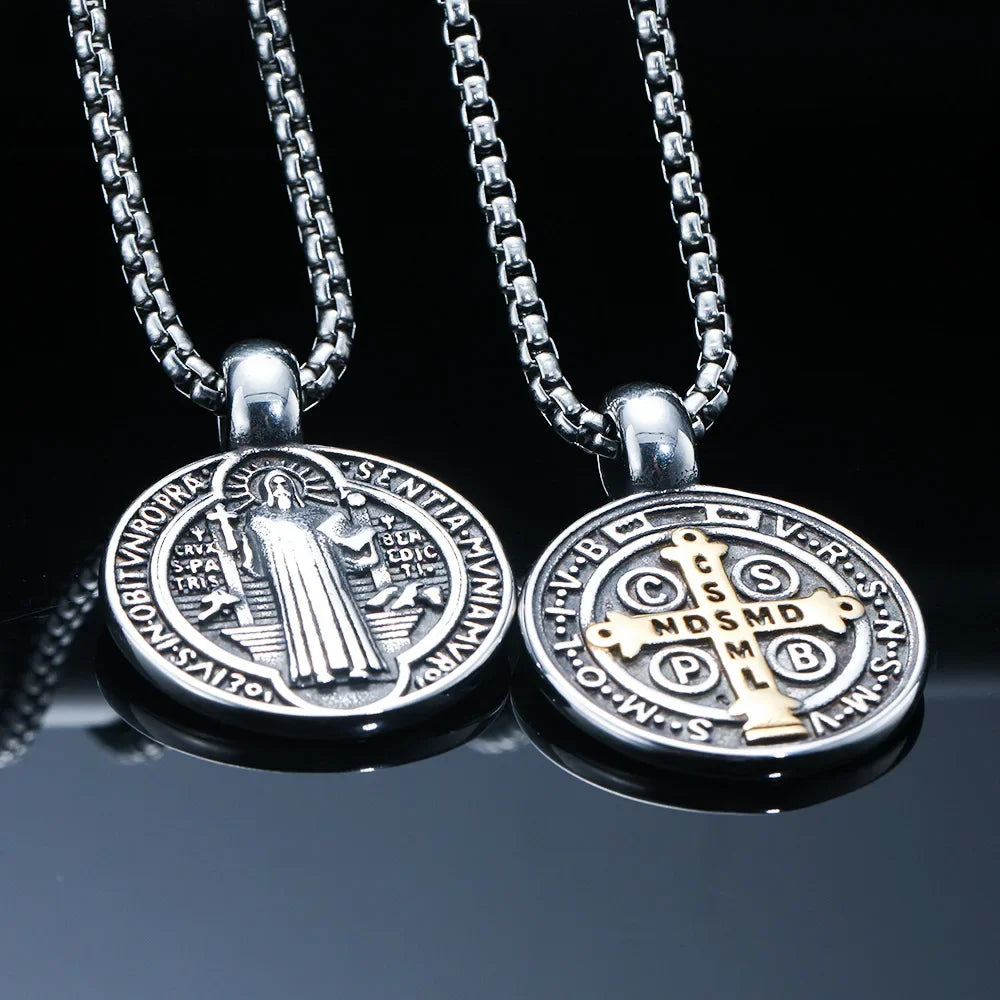 Vintage Saint Benedict Cross Necklace