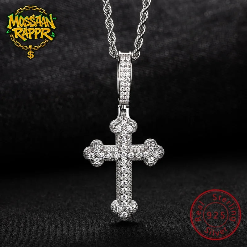 Iced Out Cross Pendant — 925 Silver