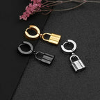 1 pair Fashion Simple Padlock Pendant Stainless steel lock Shaped Stud Earrings For Women Punk Hip Hop Style Ear