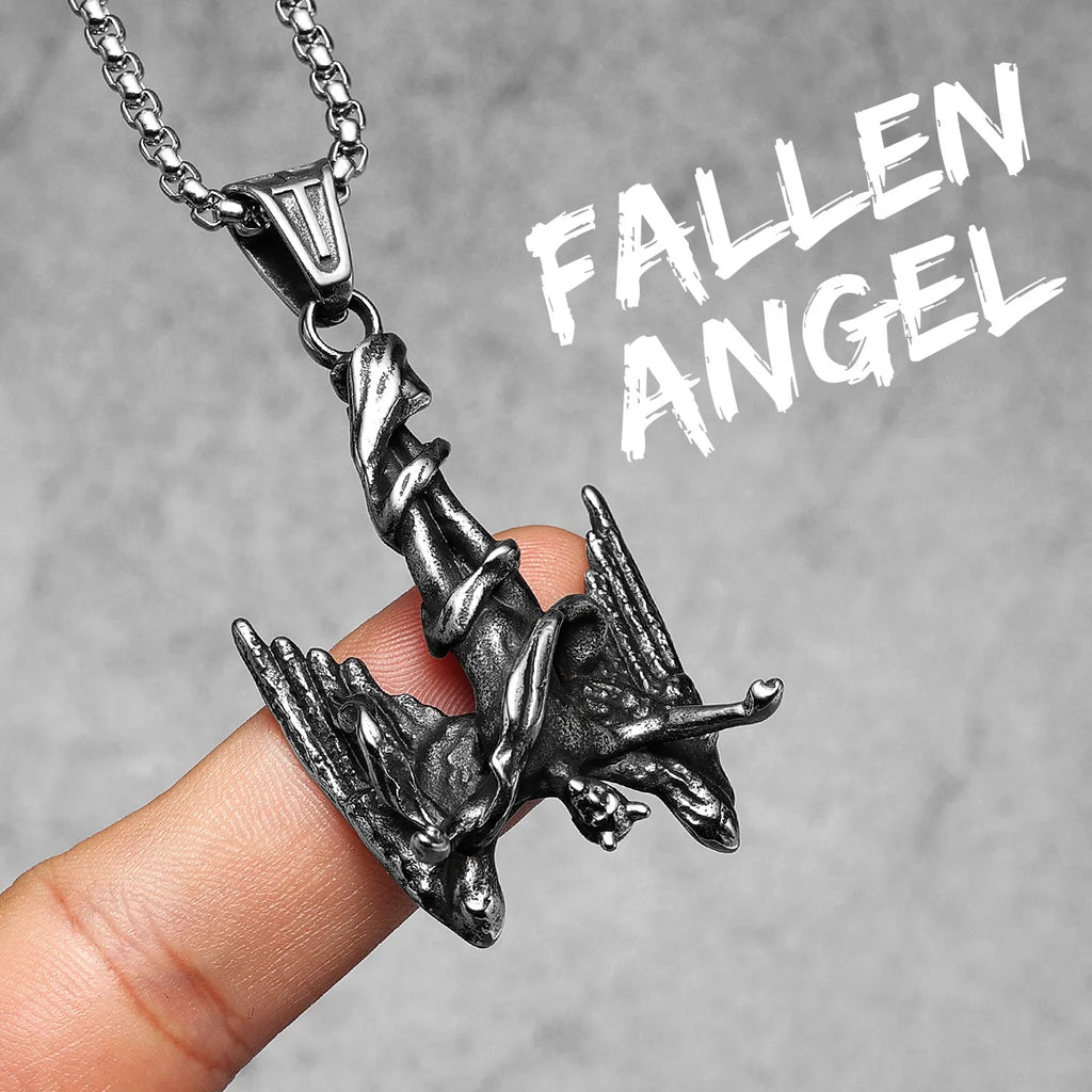Fallen Angel Pendant Necklace — Stainless Steel