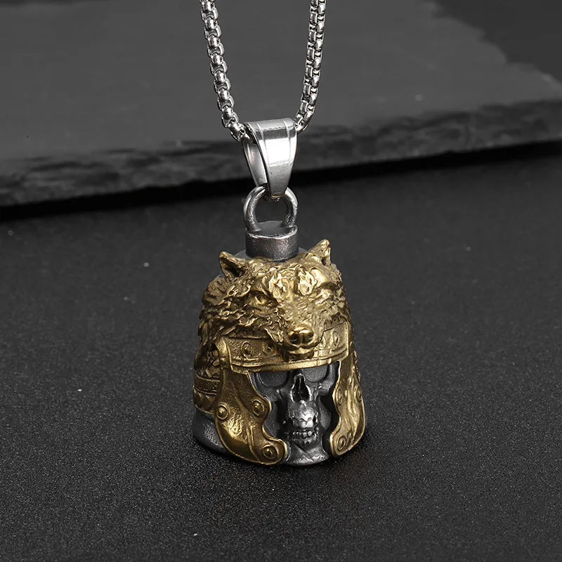 Skull Moto Bell Steel Pendant European American