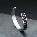 Nordic Viking Rune Open Cuff Bracelet — Stainless Steel