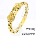 Cool 7MM Wide Men's Lion Head Link Chain Bracelet Vintage Blackened 316l Stainless Steel Bracelets Gothic Biker Jewelry