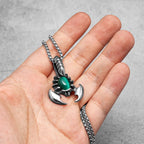 Green Gem Scorpion Pendant Men Necklace 316L Stainless Steel Amulet Chain Rock Rap for Couple Friend Male Jewelry Gift Wholesale