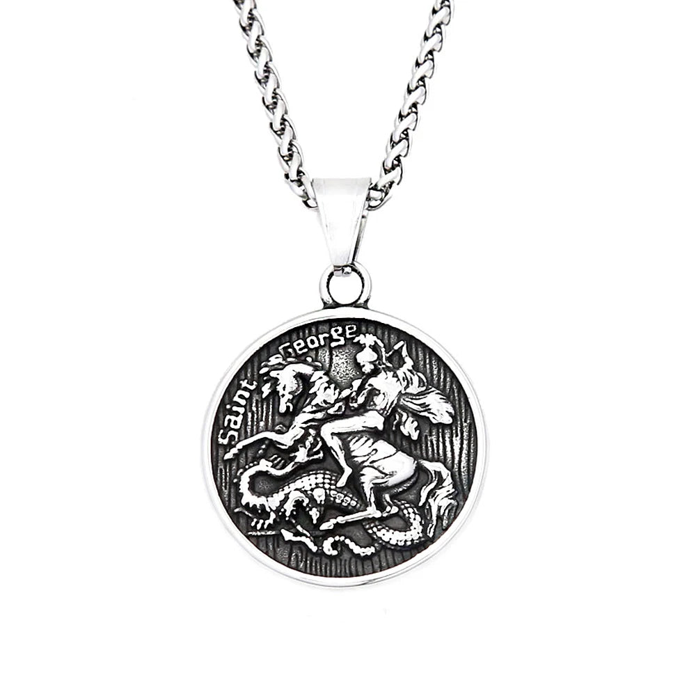 Saint George Dragon Pendant — Stainless
