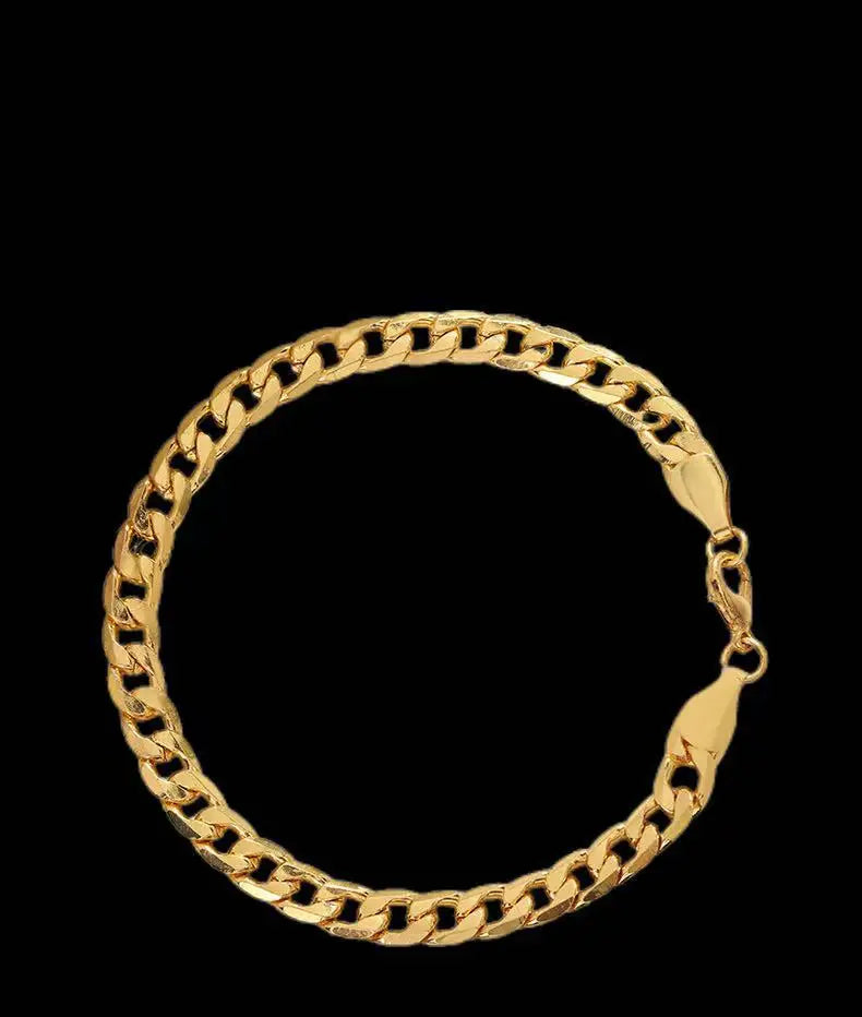 Luxury 24K 9999 Pure Gold real gold Men Women 6mm 8MM Necklace Cuban Chain Hip Hop Punk Necklace