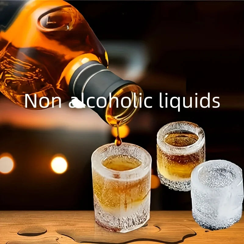 Silicone Ice Cube Mold Four Hole Press Ice Block Maker Creative Round Cup Shape Ice Molds for Whiskey Beer Bar Kitchen