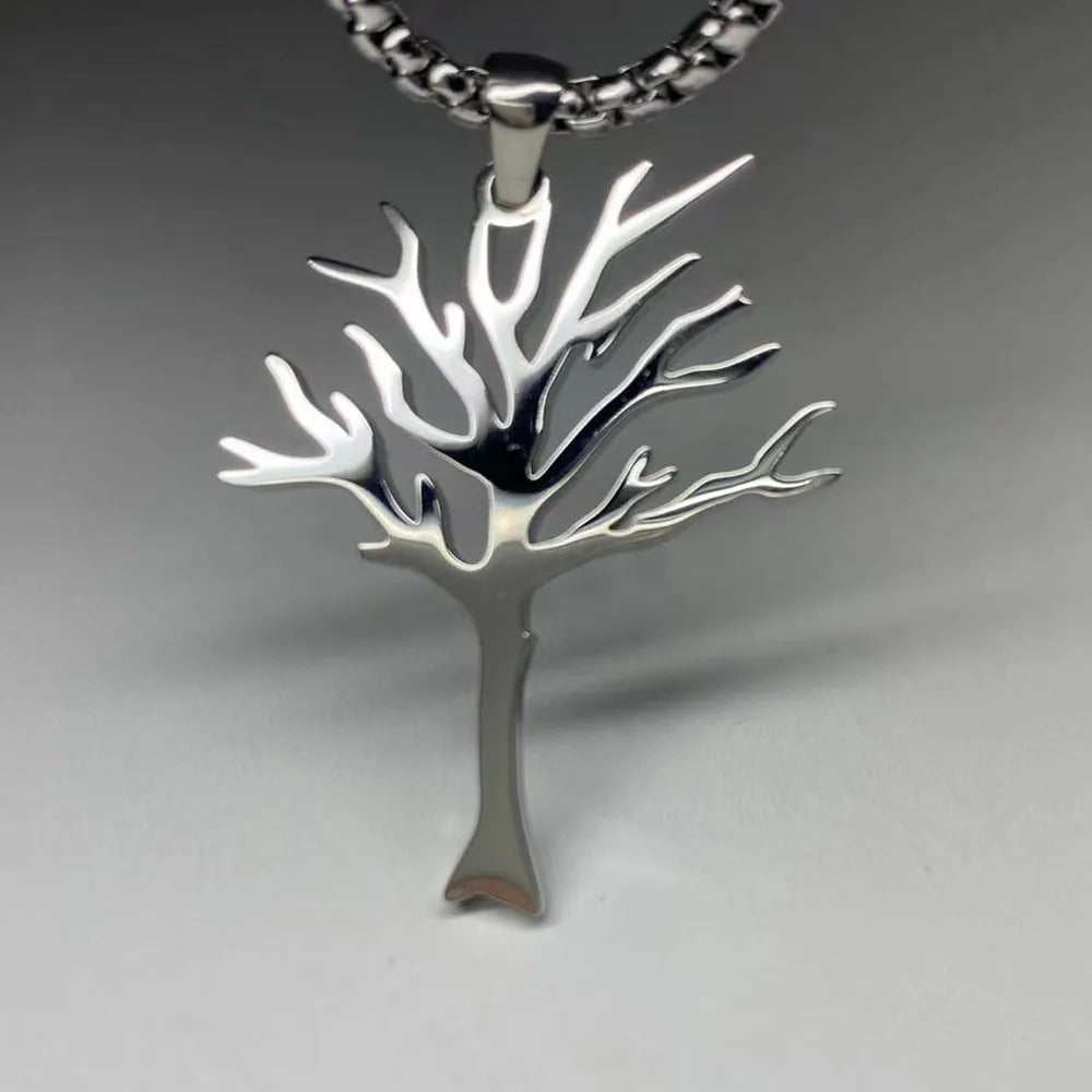Titanium Steel Tree of Life Pendant Necklace Hip Hop Style High Quality Stainless Steel Jewelry for Men and Women
