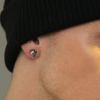 Japanese Oni Hannya Mask Stud Earrings — Stainless Steel