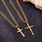 Luxury 24K 9999 Pure Gold real gold Cross Men Women Necklace Hip Hop Street Style Punk Vintage Pendant