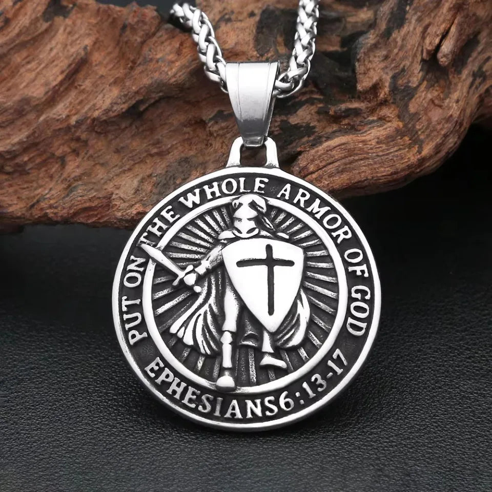 Templar Cross Steel Pendant Vintage Sword Knight