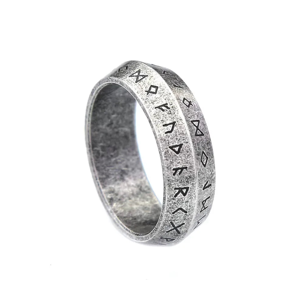 Vintage Viking Rune Ring Stainless Steel Nordic Amulet Unisex Biker Street Fashion Jewelry Daily Wear Party Gift Accessories