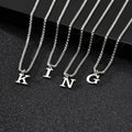 Initial Letter Box Chain Necklace — Stainless Steel