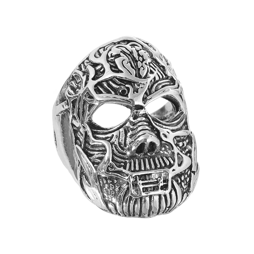 Robot Ghost Skull Open Ring — Stainless Steel