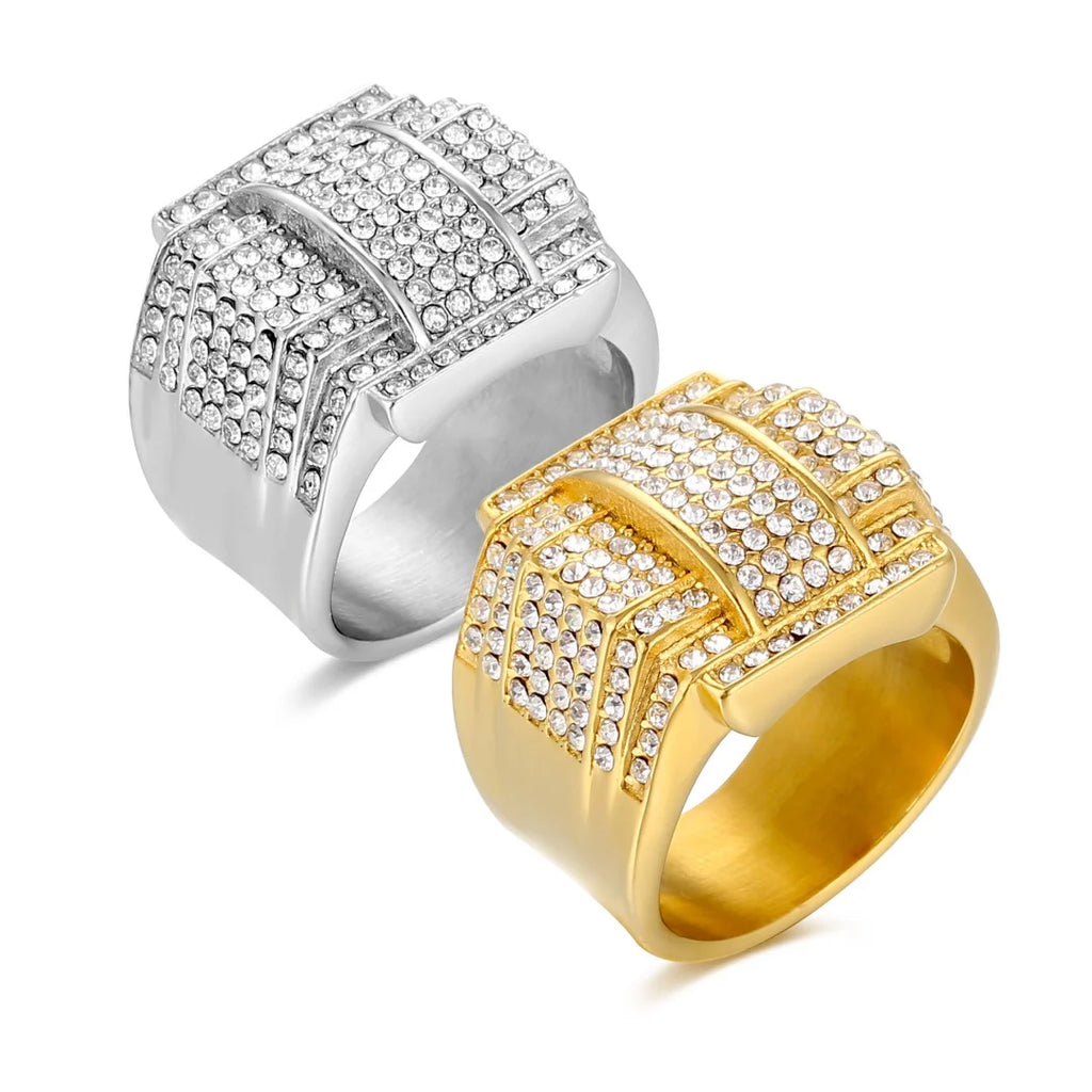 Iced Out Full Crystal CZ Ring 20mm — Stainless Steel