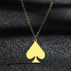 Kinitial Stainless Steel Necklaces Dainty Jewelry Playing Card Hearts Poker Spade Pendant Necklace Party Gift