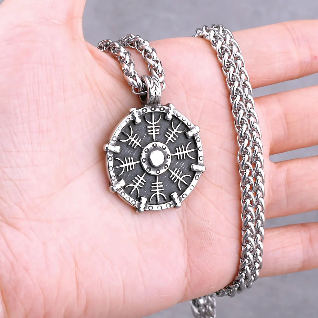 Odin Rune Vegvisir Pendant Necklace — Stainless Steel