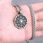Odin Rune Vegvisir Pendant Necklace — Stainless Steel