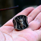 New Creative Stainless Steel Viking Warrior Double Axe Ring for Men Fashion Punk Hip Hop Party Jewelry
