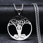 Buddhism Meditation Buddha Yoga Pendant Necklace Stainless Steel Tree of Life Buddhist Chakras Reiki Chain Jewelry Collar