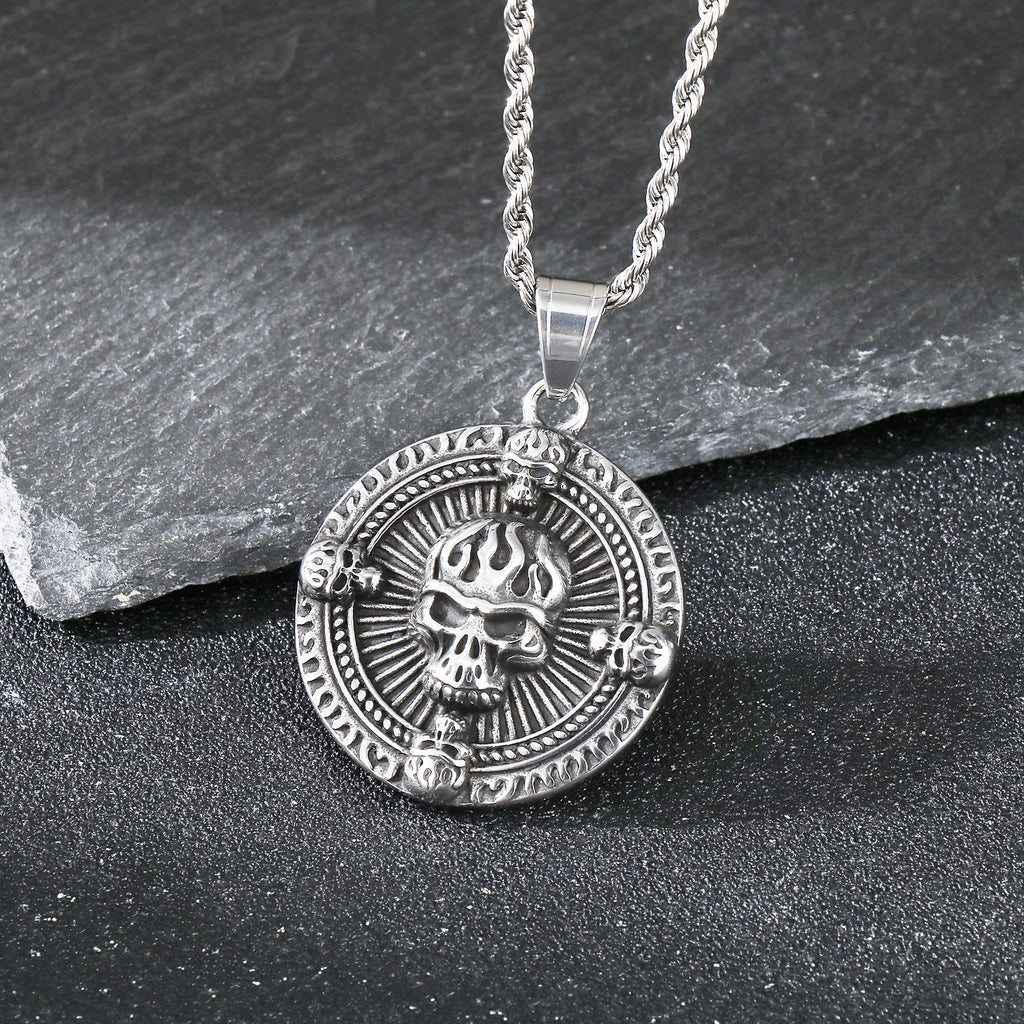 Ghost House Skull Pendant Necklace — Stainless