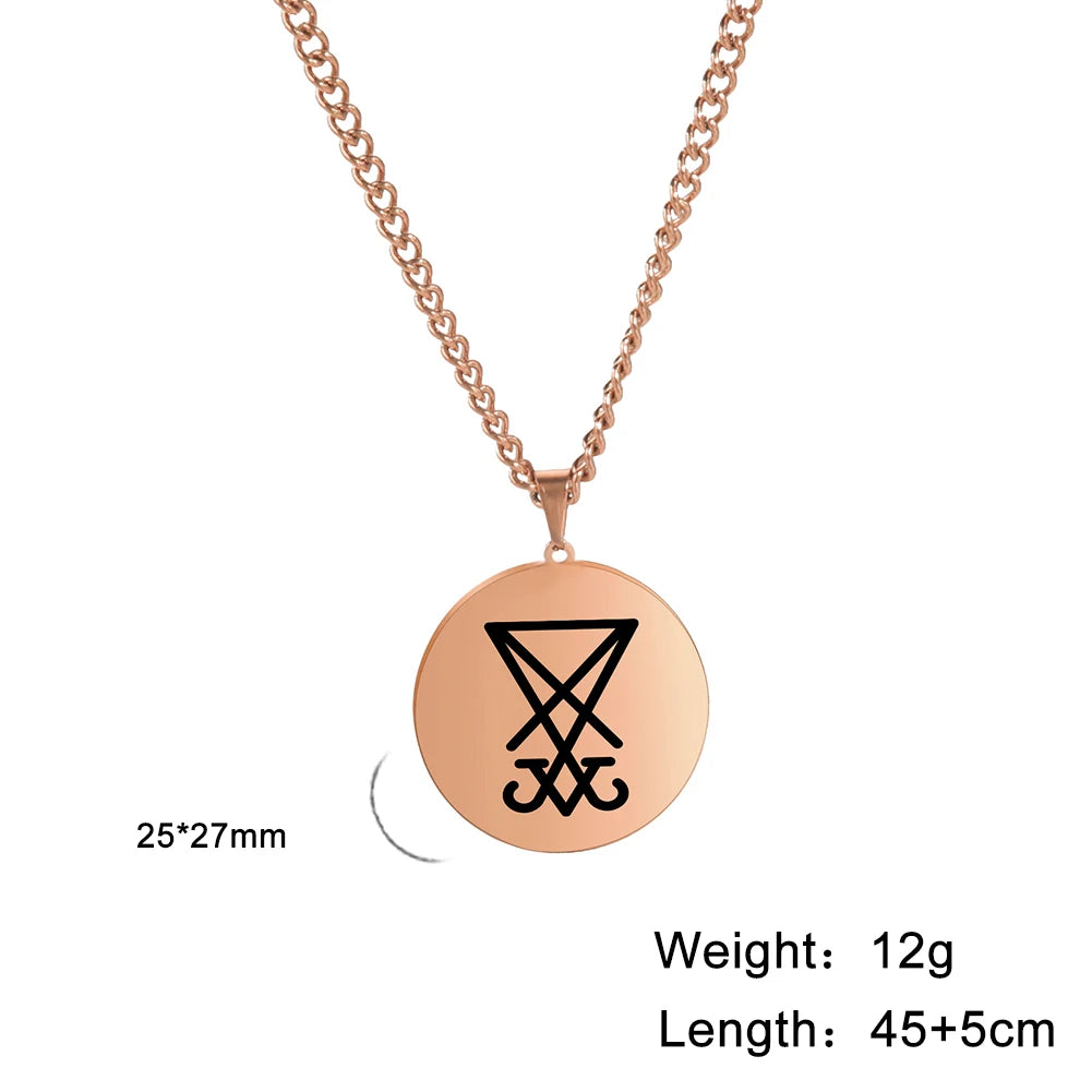 Sigil Of Lucifer Pendant Necklace Stainless Steel Seal Of Satan Satanic 2023 New Fashion Amulet Necklace Jewelry for