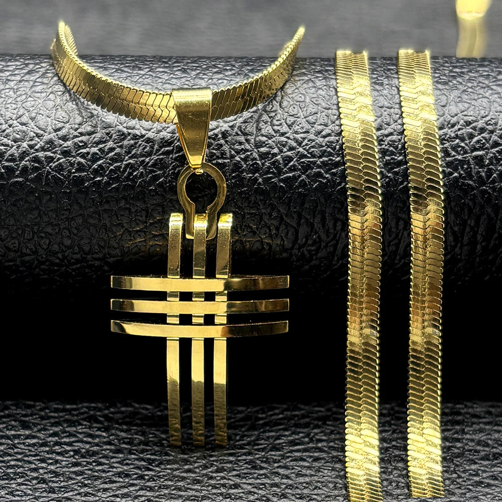 Cross Snake Steel Pendant Novelty Trinity Stereo