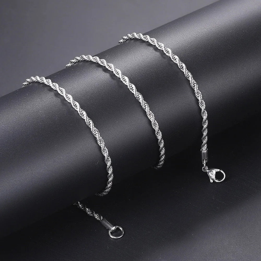 Rope Chain Necklace Two-Tone Stainless Steel 3MM