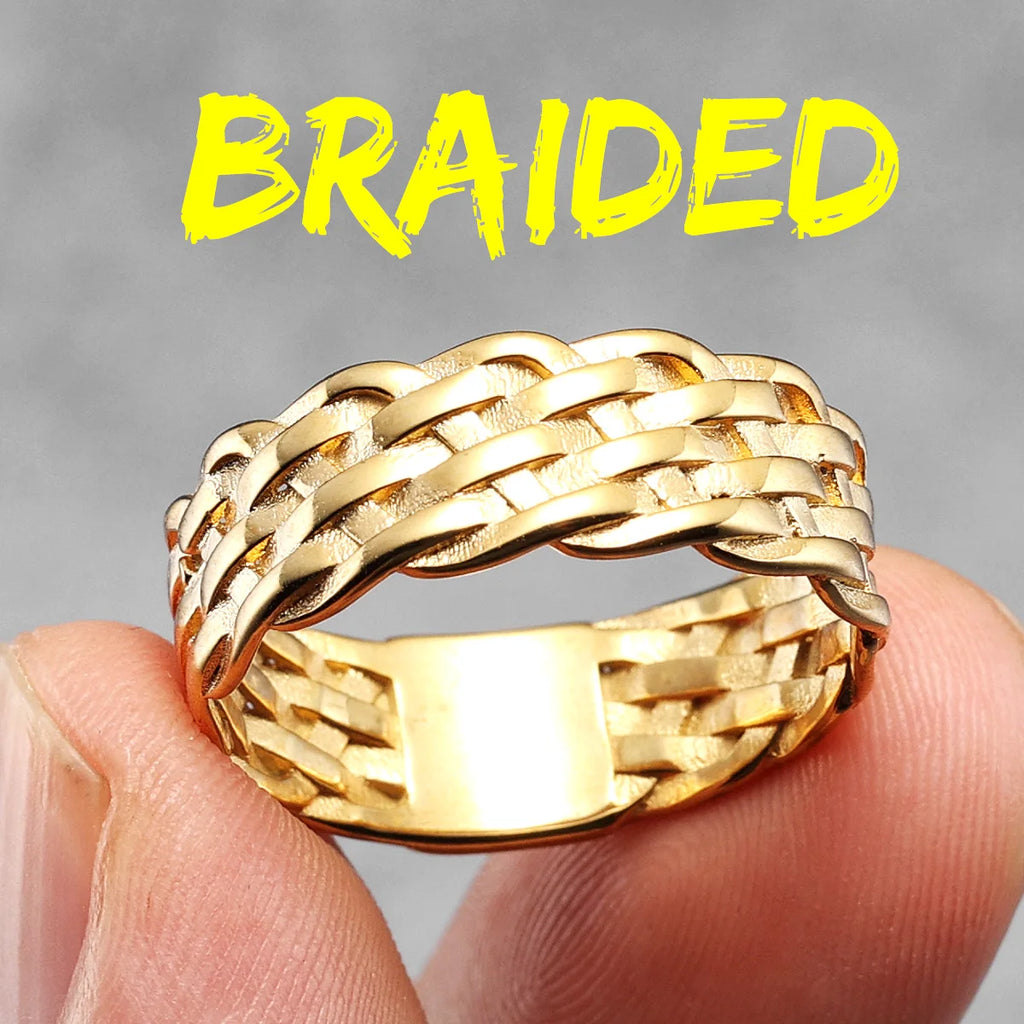 Weaving Hollow Stainless Steel Mens Rings Trendy Simple Unique Stylish for Male Boyfriend Jewelry Creativity Gift